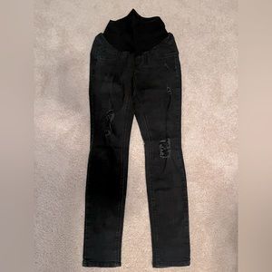 Jessica Simpson Distressed Black Maternity Jean